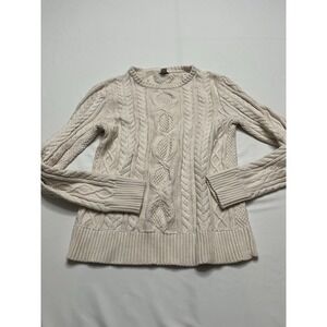 Women's LL Bean Cable Knit Organic Cotton Sweater Long Sleeve S